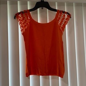 Orange stretchy sweater vest crop top